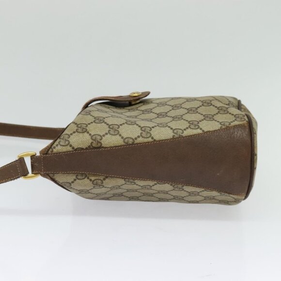 GUCCI Web Sherry Line GG Supreme Shoulder Bag PVC Beige Auth - Picture 4 of 16